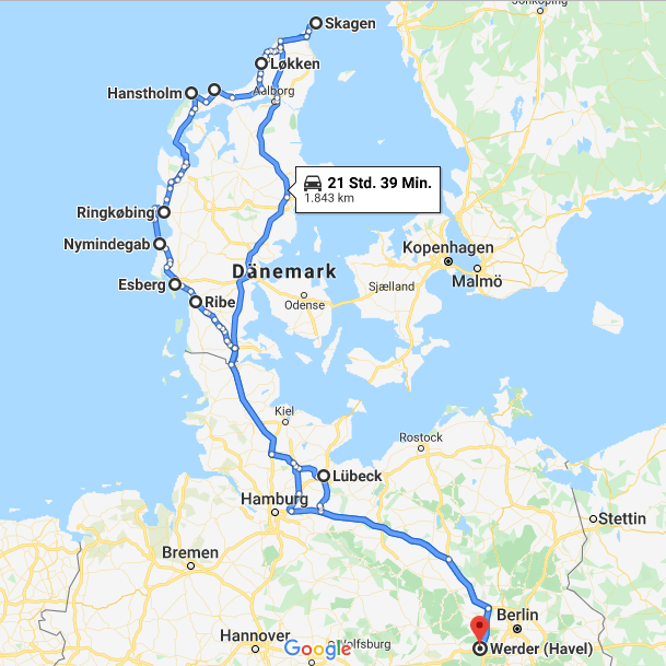 Route via Google Maps: Bis ganz oben und wieder zurück!
